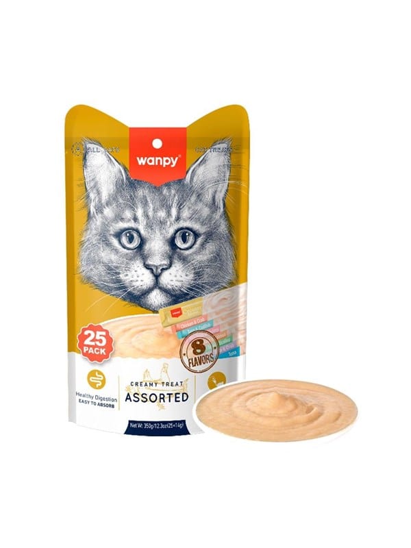Wanpy - Cat 25 Pack Creamy Lickable Treat - Mixed Flavor 350g (25x14g)