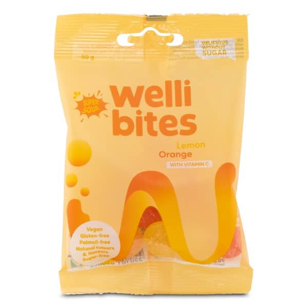 Wellibites Super Sour Vitamin C, Citron & Appelsin, 50 g