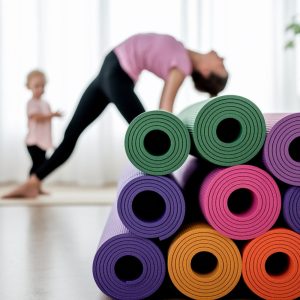 Yogamåtte 5 mm - flere forskellige farver - - Blå