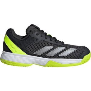 adidas Courtflash Tennis Kids Sko - Carbon/Iron Metallic/Lucid Lemon
