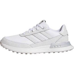 adidas S2G 25 Leather Spikeless Golfsko - Cloud White/Silver Metallic