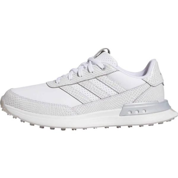adidas S2G 25 Leather Spikeless Golfsko - Cloud White/Silver Metallic