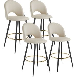 tectake Sachel Med Rygstøtte Velour Look 4 Stk Barstol