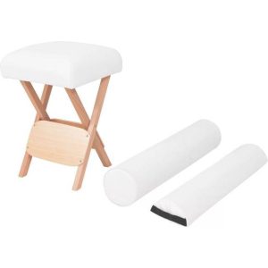 vidaXL Foldbar massagestol med 12 cm tykt sæde og 2 puder hvid