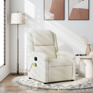 vidaXL Massagestol Velour Cremefarvet