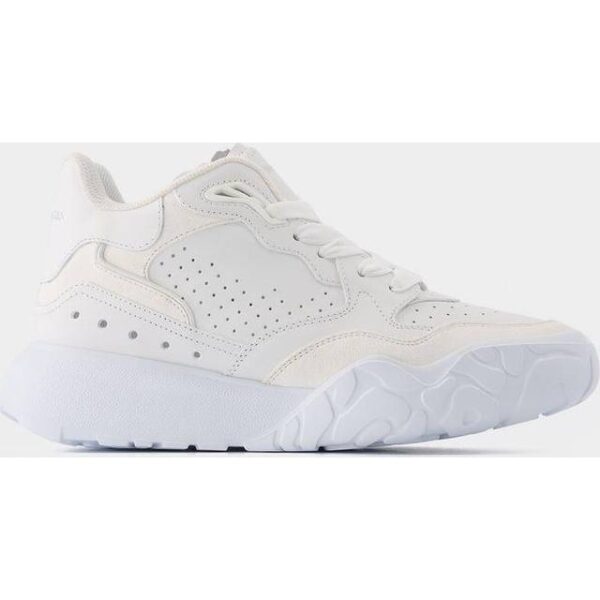 Alexander McQueen Sporty Hvide Sølv Læder Tennissko - Hvid