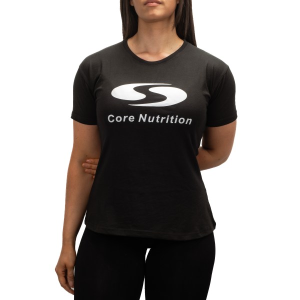 Core Nutrition Womens Logo Tee, S, Black