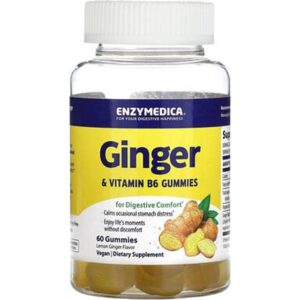 Enzymedica Ingefær Vitamin B6 Citron og Ingefær 60 Vingummier
