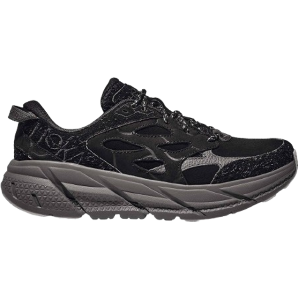 Hoka Elite Terrain System Clifton L Suede - Black/Satellite Grey