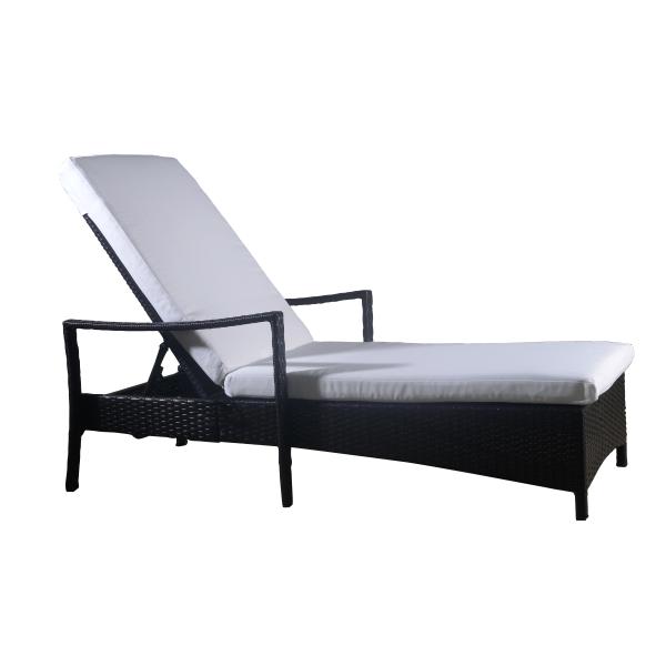 Homeville Solseng polyrattan sort m. hvid hynde 109x35x66cm