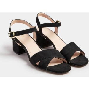 LTS Cross Over Block Heel In Standard Fit - Black