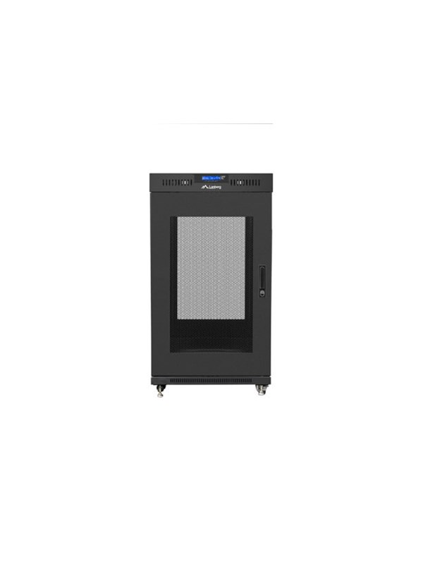 Lanberg FF01-8822-23BL Rack Cabinet 19" Free Standing 22U 800x800mm (Flat Pack) Black Glass Door LCD