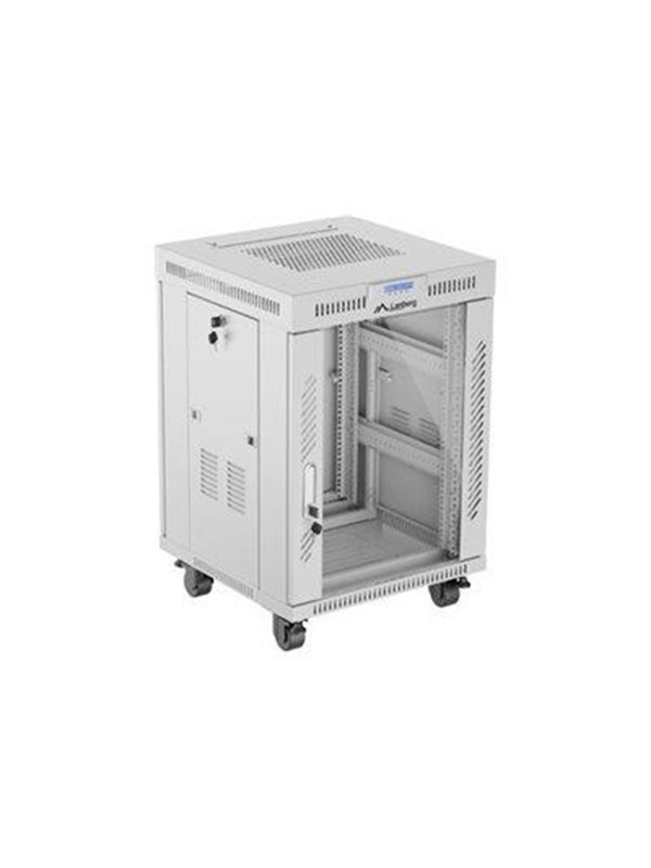 Lanberg FF01 series V2 - rack - 600x600 flat pack glass door LCD - 15U