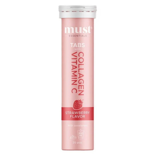 Must Essentials Collagen & Vitamin C Tabs - Strawberry 20 stk