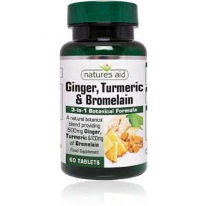 Natures Aid Ginger, Turmeric & Bromelain (60 kap)