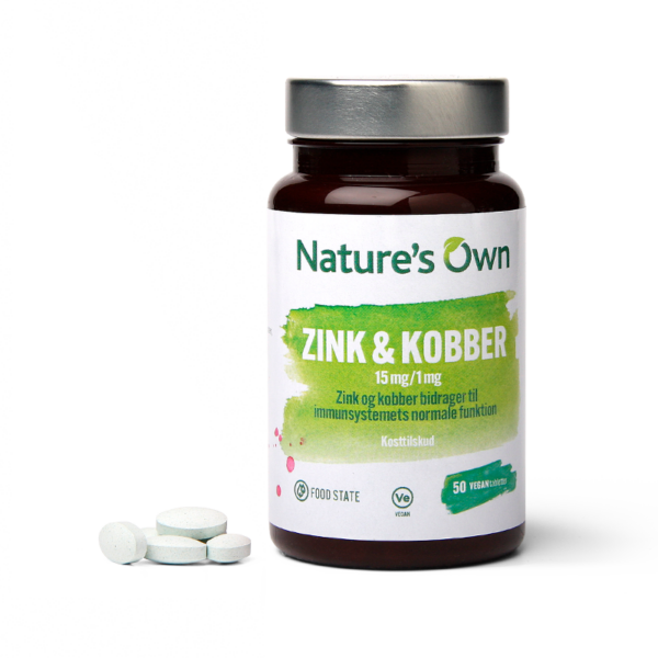 Natures Own Zink og Kobber Food State (50 tab)