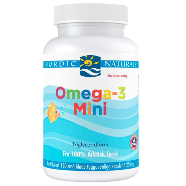 Nordic Naturals Omega 3 mini m. jordbærsmag (180 kap)