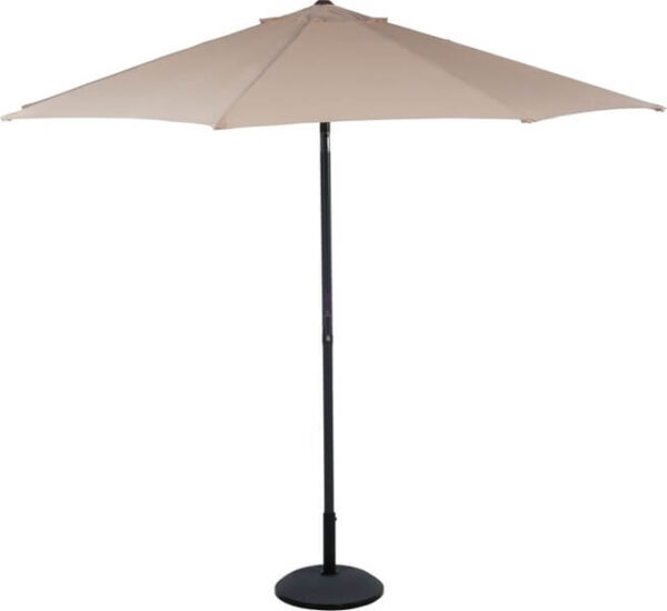 Parasol 3 m med 6 ribber 140 gram/m2 med hejs taupe