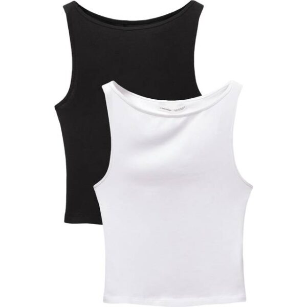 Pull&Bear Overdel Med Racerryg Og Chunky Ribber - Sort/Hvid