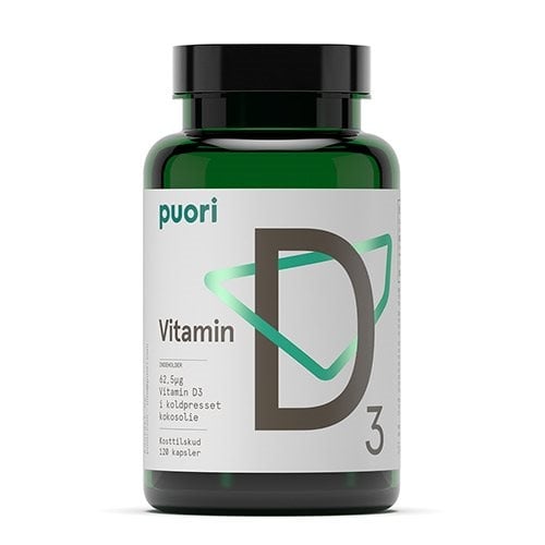 Puori (PurePharma) Vitamin D3 med Kokosolie - 62,5 Âµg (120 kapsler)