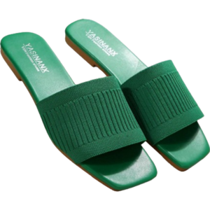 Shein Women Square Toe Knitted Non-Slip Slippers with Breathable Flat Open Toe, Wide Fit Casual Summer Shoes