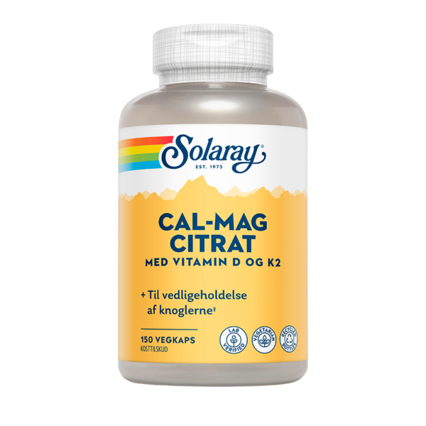 Solaray Cal-Mag Citrat med vitamin D og K2 (150 kap)