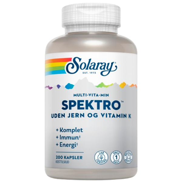 Solaray Spektro Multi-Vita-Min Uden Jern & Vitamin K (200 kaps)