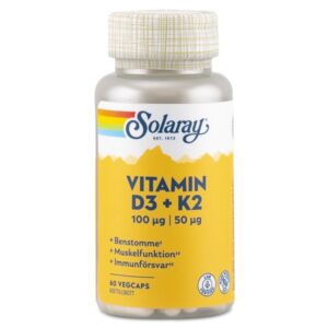 Solaray Vitamin D3 & K2, 60 kapsler
