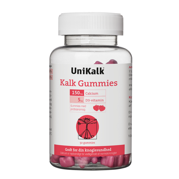 Unikalk Kalk Gummies Jordbær (50 stk)