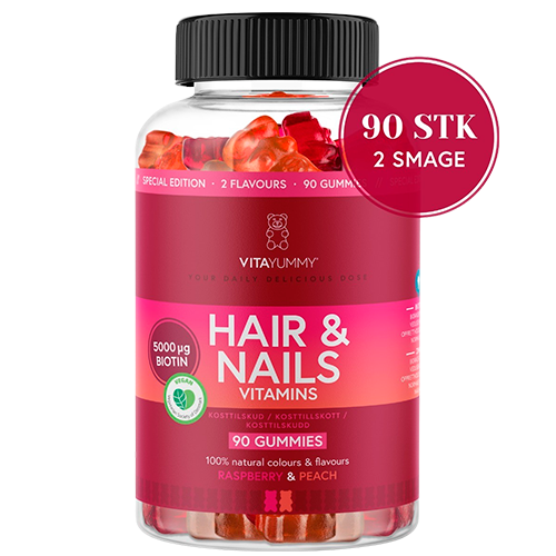 VitaYummy Hair & Nails Mixed - Raspberry & Peach (90 stk)