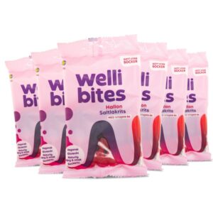 Wellibites Hindbær & Saltlakrids, 6-pak