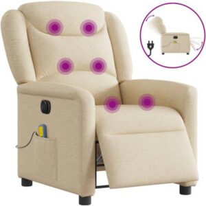 vidaXL Eldrevet Massagestol Stof Cremefarvet