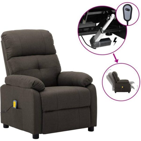 vidaXL Elektrisk massagestol stof gråbrun