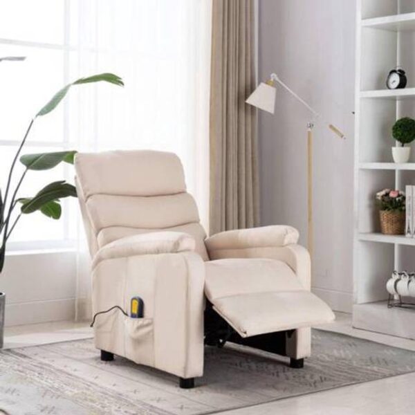 vidaXL Massagestol Stof Cremefarvet Lænestol