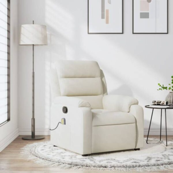 vidaXL Massagestol Velour Cremefarvet