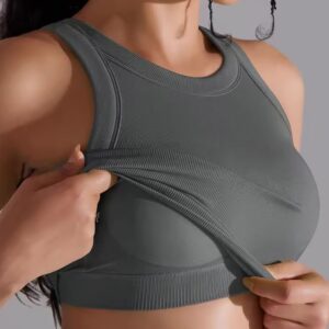 Crop top rund-hals / med indbygget bh DarkGrey - X-small-Small / DarkGrey