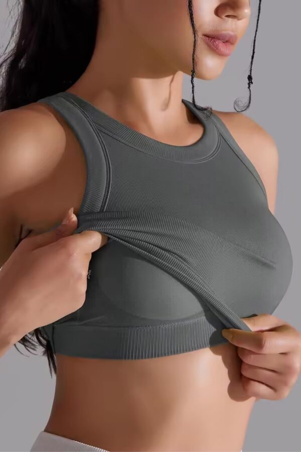 Crop top rund-hals / med indbygget bh DarkGrey - X-small-Small / DarkGrey