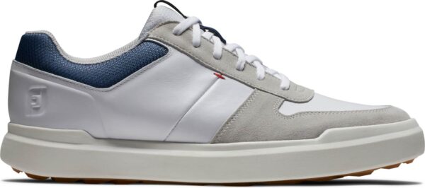 FootJoy Contour Casual (2024) Vandtætte Herre Golfsko Uden Spikes - White/Navy/Grey - Str. 41 Normal