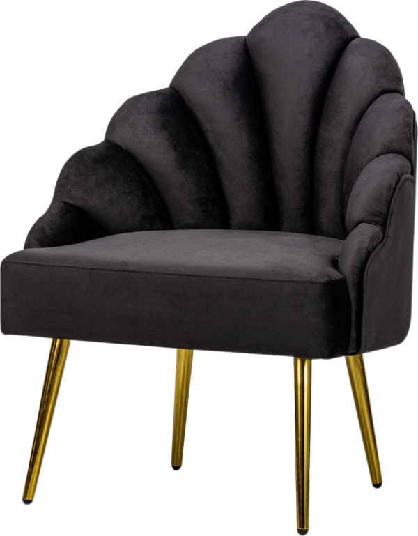 Loungestol Nordlys Furniture Bolge i sort fløjl med ergonomisk bølget rygstøtte