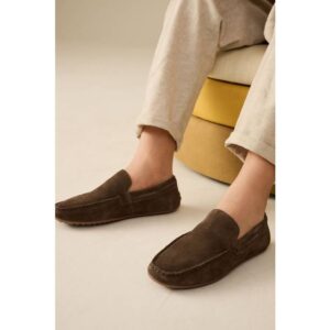 NEXT Suede Standard Fit Loafers - Khaki/Green