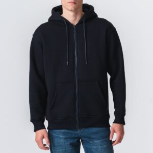 Relaxed Zip Hoodie - Navy - S - TeeShoppen