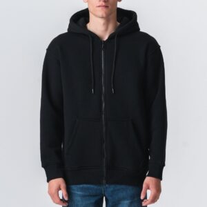 Relaxed Zip Hoodie - Sort - S - TeeShoppen