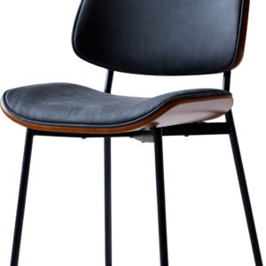 Spisebordsstol Nordlys Furniture Odense - sort kunstlæder, metalben, stabelbar, FSC- & OEKO-TEX-certificeret