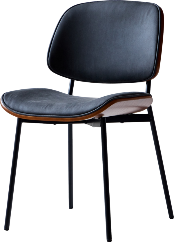 Spisebordsstol Nordlys Furniture Odense - sort kunstlæder, metalben, stabelbar, FSC- & OEKO-TEX-certificeret