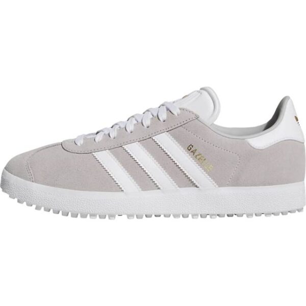 adidas Gazelle Spikeless Golf Shoes - Grey Two/Cloud White/Gold Metallic