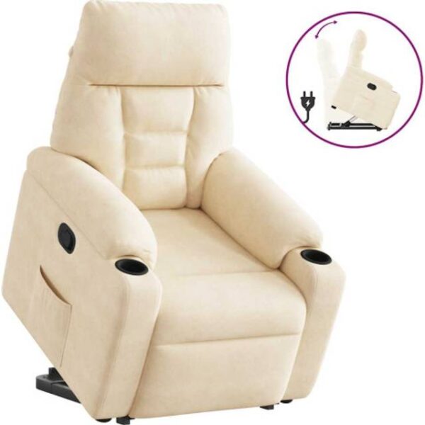 vidaXL Massagestol Med Løftefunktion Mikrofiberstof Beige Lænestol
