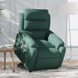vidaXL Massagestol Med Løftefunktion Velour Mørkegrøn