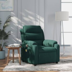 vidaXL Massagestol Velour Mørkegrøn