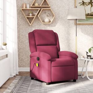 vidaXL Massagestol Velour Vinrød