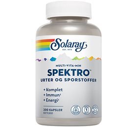 Solaray Spektro m. jern Multi-vitamin 200 kapsler